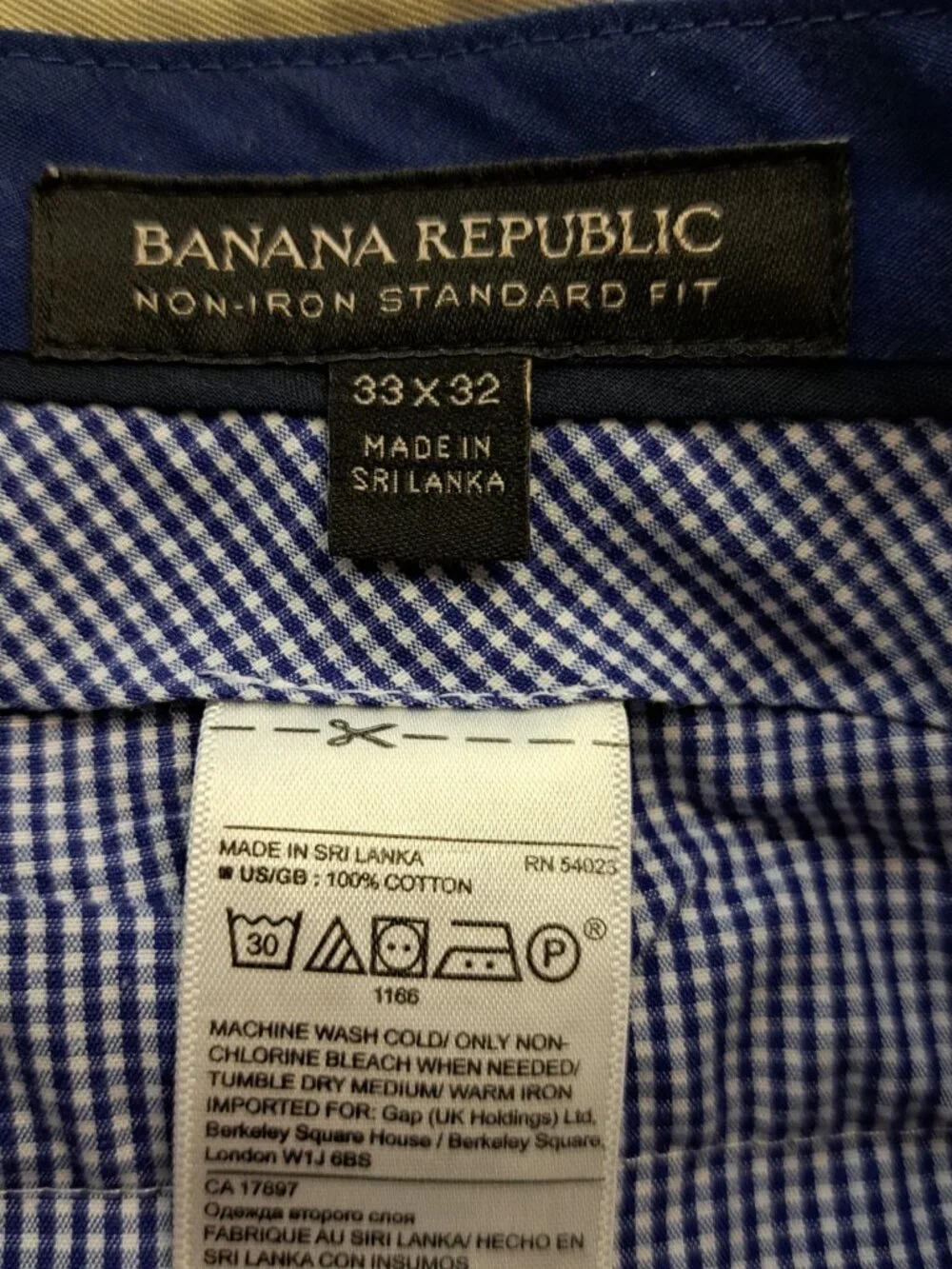 Banana Republic Mens Chino Dress Pants Sz 33x32 Non Iron Standard Fit Khaki Tan